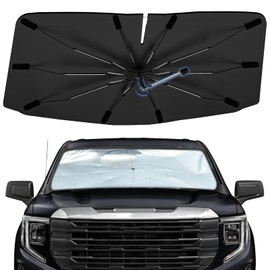 Windshield Sun Shade Umbrella for GMC Sierra 1500 2500 3500 2019-2026, Foldable Sunshade for Car Front Window, 360 Rotation Automotive Interior UV Protection for Outdoor Parking, Keep Car Cool