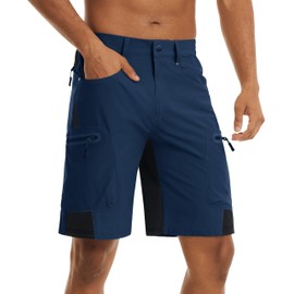 TACVASEN Golf Shorts Men Waterproof Quick Dry Outdoor Cargo Hiking 10" Inseam Stretch Casual Summer Royal Blue Shorts with Zipper Pockets