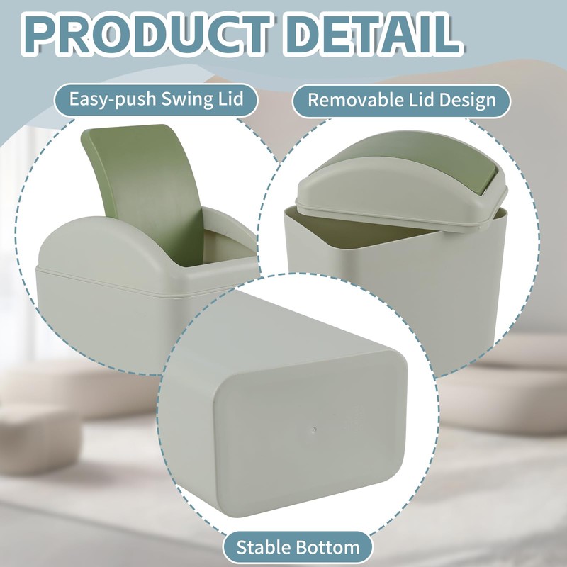 Ewingger 12 L Plastic Trash Bin with Swing Lid, Slim