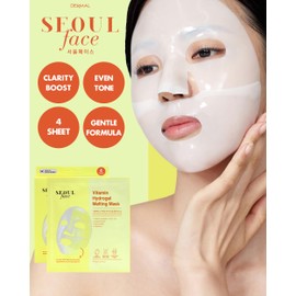 DERMAL Vitamin Hydrogel Melting Jelly Gel Mask 4ea - Korean Overnight Face Mask with Vitamin Complex - Anti Aging & Evens Skin for Radiant Skin - Korean Skincare