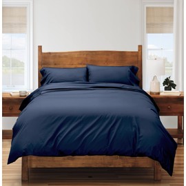 Cuddledown Heritage Comforter Duvet Cover | 100% Cotton | Premium Quality | Ultra Soft Sateen Weave | Breathable | Button Closure | King | Navy
