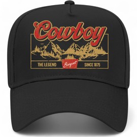 Cowboy The Legend Vintage Trucker Hat | Premium Snapback Baseball Hat for Men & Women (US, Alpha, One Size, Black)