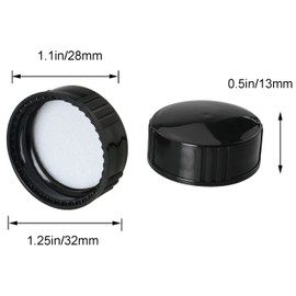MEETOOT 12pcs Phenolic Resin Cover 28 Threads 28mm Black Poly Seal Screw Caps for Daily Chemicals, Food, Cosmetics Bottles