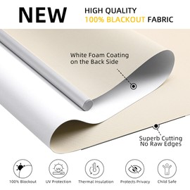 ChrisDowa Cordless Free-Stop 100% Blackout Blinds for Windows, Roller Windows Shades with Thermal Insulated, UV Protection Fabric for Living Room, Office and Home.Beige,33" W X 72" H