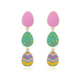 Todu Easter Earrings Colorful Egg Dangle Drop Cute Bunny Enamel Earrings for Women Happy Easter Spring Holiday Jewelry