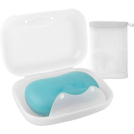 Anwenk Soap Dish Travel Box Soap Holder with Bubble Foam Soap Bag, Translucent Soap Tray Soap Saver Box Case for Home Travel Outdoor Hiking Bathroom Camping Gym