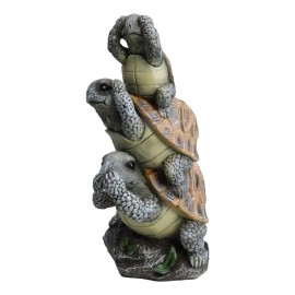 Whimsical Acrobatic See Hear Speak No Evil Turtles Totem Statue Wise Tortoises