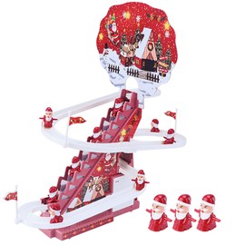 Electronic Christmas Track Slide Automatic Early Educational Christmas Sliding Roller Coaster Battery Type 9pcs Father Christmas