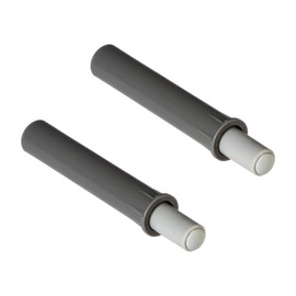 Gedotec Door Catch Pot Hinge Push Catch Push-to-Open Door Opener Grey - Short Version with Buffer | Opening Support for Cabinet Doors & Drawers | Pack of 2 - Catch for Drilling in