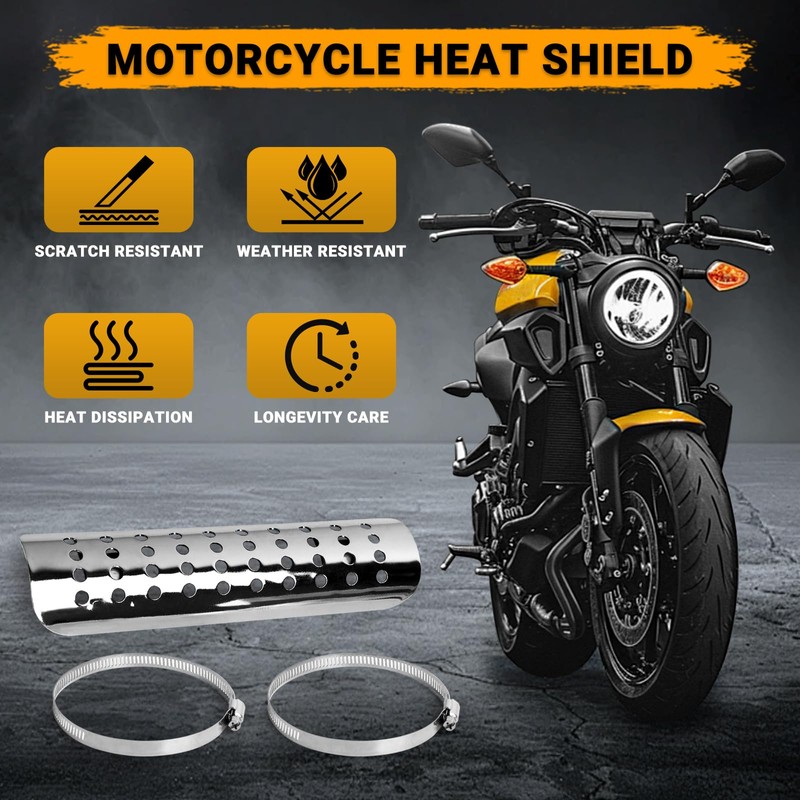 AICARS Universal Motorcycle Eexhaust Heat Shield, Metal Shield Intake Baffle