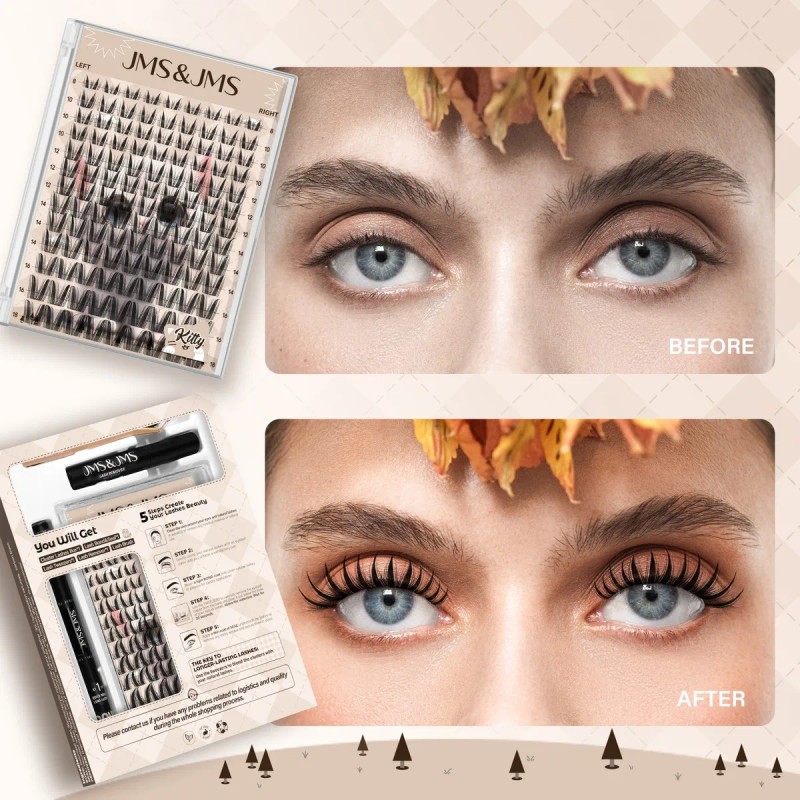 Jms&jms Kit De Cat Eye Pestañas,8-18mm,extensión De Pestañas