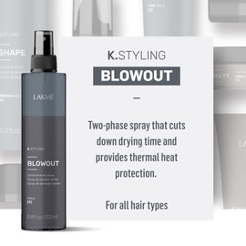 LAKMÉ K.Styling Blowout Blow Dry Spray, Dry Heat Protectant Spray for Hair, Frizz Control, 6.8 Fl Oz