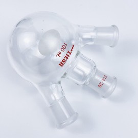 Adamas-Beta Glass 100mL Heavy Wall 3 Neck Round Bottom Flask RBF, with 14/20 Center and Side 14/20 Standard Taper Outer Joint - 100mL