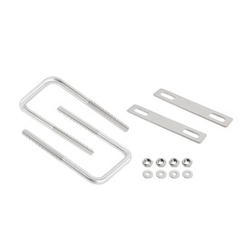 Aoje-Link Square U Bolt 1.77"(45mm) Inner Width M8 Thread 304 Stainless Steel Silver with Plates Nuts Flat Washers, 2Pcs