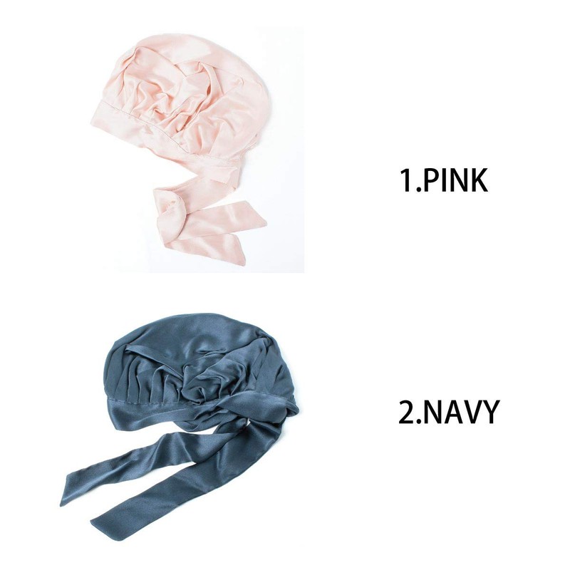 Basicquench (100% Silk) BASIQUENTI Nightcap Silk Ribbon Cap, Women's Free,