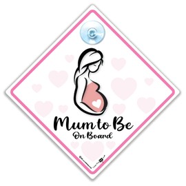 Mum To Be Sign, Bump On Board Sign, Pregnant Lady Sign, Expectant Mother Sign, Pregnancy Car Sign, Baby on Board Sign, Baby in Car Sign 14 cm x 14cm x 2cm