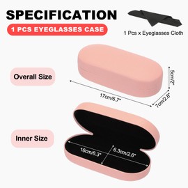PATIKIL Hard Shell Eyeglasses Case, PU Leather Large Glasses Case Litchi Grain Protective Sunglasses Organizer for Women Men Eyeglasses Sunglasses Storage, Pink