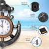 Anchor and Boat Wheel Wall Clock, Nautical Coastal Beach or