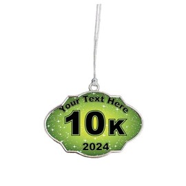 10K Race Running Christmas 2024 Silver Ornament Gift Frame Heart or Wreath Choose Your Text (Frame)