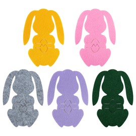 BOFUNX 5 Pieces Easter Cutlery Bag Felt Easter Bunny Cutlery Bag Cutlery Holder Table Decoration Easter Decoration Party Decoration