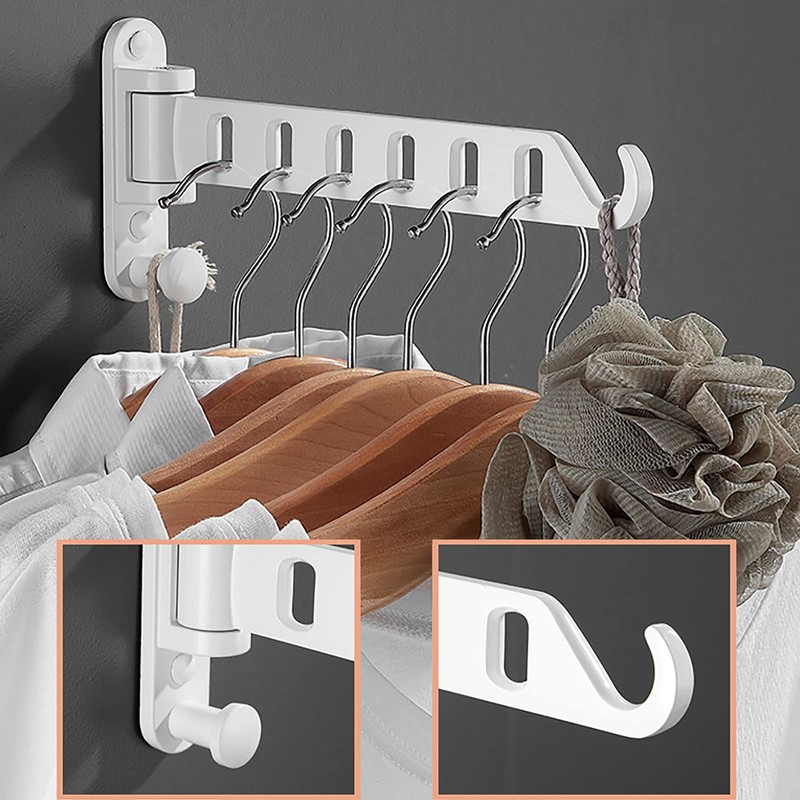 ZUIMENG Wall Clothes Rack, Foldable, 180° Rotating Clothes Hook, Clothes