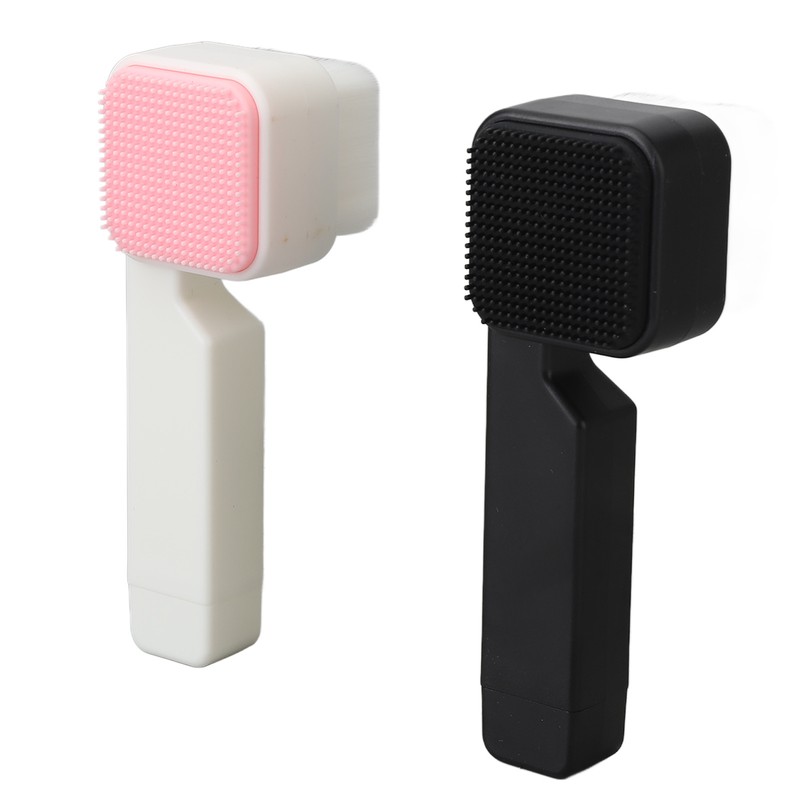 2Pcs Facial Cleansing Brush Effective Soft Black White Square Face