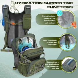 Hydration Backpack with Water Bladder, 18L Lightweight Hiking Backpack for Women&Men Small Insulated Hydration Water Pack for Hiking, Running, Cycling, Biking,Olive Green