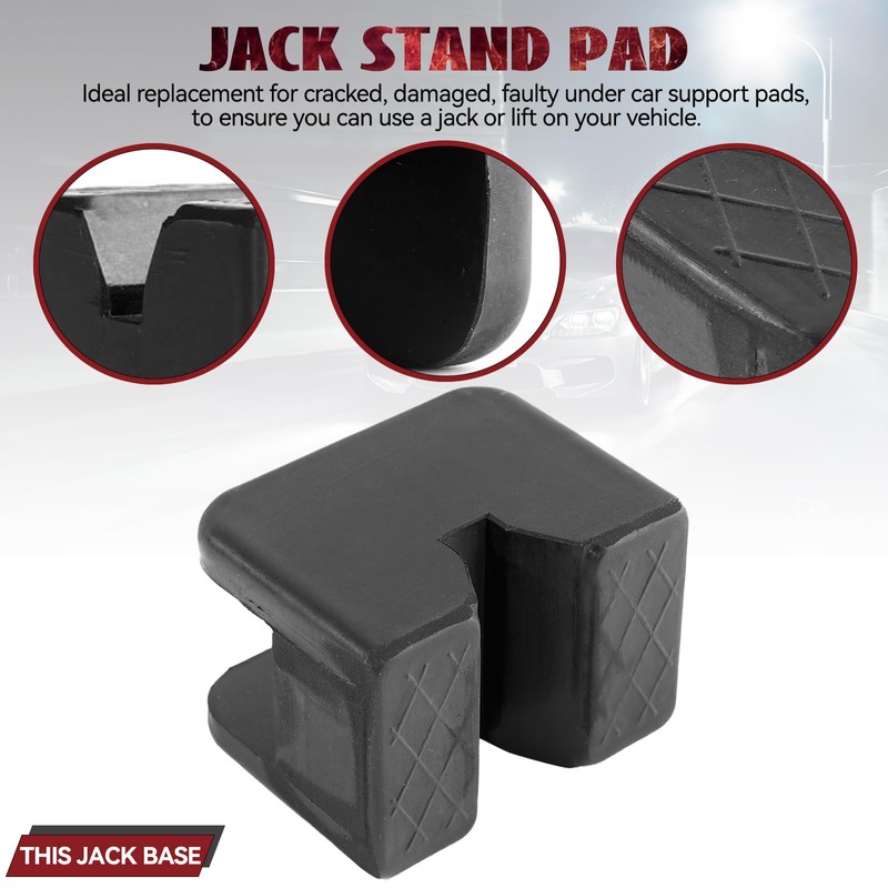 2PCS Universal Jack Stand Pads Support Lift Anti-Slip Rubber Slotted