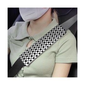 FALVFUN Car Seat Belt Pad Cover, 2PCS Cute Soft Vehicle Seatbelt Strap Shoulder Cushion for Comfortable Driving, Automotive Interior Accessories, Universal for SUV Sedan Truck (Black)