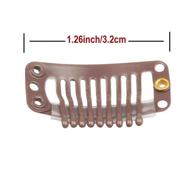 20pcs 9-Teeth Stainless Snap Comb Wig Clips, Hair Extension Clips,