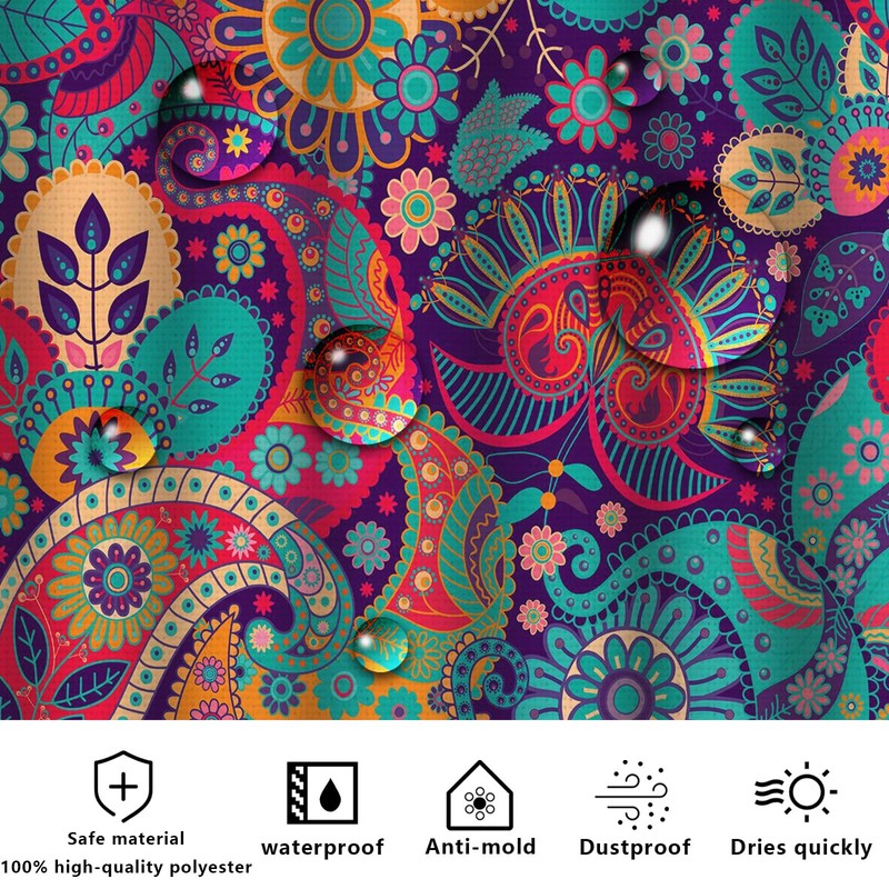 FAIRYGATE Shower Curtains Mould Proof Resistant Mandala Ethnic Decor Shower