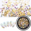 SILPECWEE 6 Boxes 3d Nail Rhinestones And Studs Gold Nail