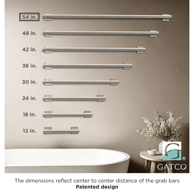 Elevate 54" L Grab Bar, Satin Nickel