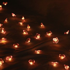 Rockabyee 40 LED Flower Decorative String Lights Battery Operated, 13.2ft Waterproof Nolvety Lights with Remote for Christmas, Valentine's Day, Party, Wedding (Pink Cherry Blossom)