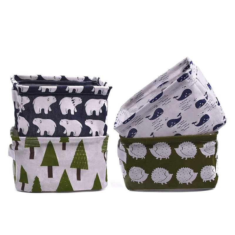 ZEACCT 4 Pack Storage Baskets small,Foldable Mini Square Storage Bins