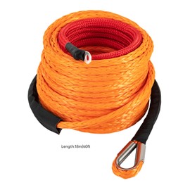 CUBELLIN 3/8" x 60FT Synthetic Winch Rope with Hook 19,854 LBS Synthetic Winch Line Cable Rope for Off-Road, Vehicle, Truck, ATV, UTV, SUV