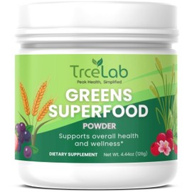 TRCELAB Super Greens Powder with Prebiotic Fiber – Daily Gut Health & Digestion Support – Detox Cleanse, Bloat Relief, Natural Energy – Berry Flavor – Vegan, Non-GMO, No Added Sugar – 30 Servings