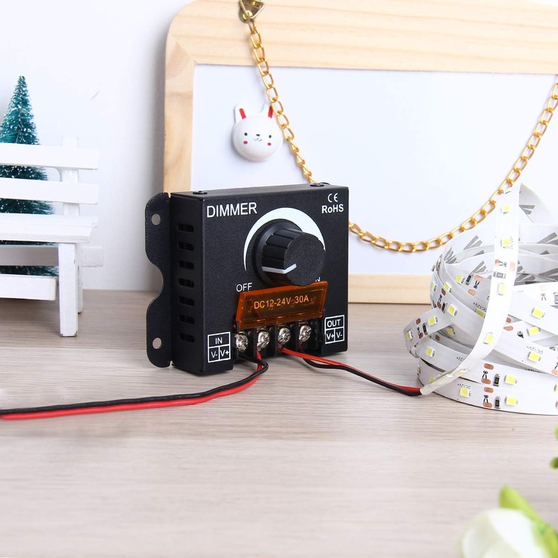 SUPERNIGHT LED Light Strip Dimmer, DC12V-24V 30A PWM Dimming Controller