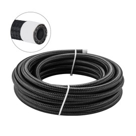 6AN Fuel Line, 3/8 Transmission Cooler Hose,AN6 Braided Fuel Hose Nylon CPE for Power Steering,Fuel Transmission, 20FT Black