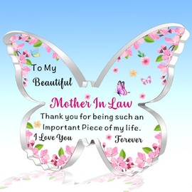 AMZQ Mother In Law Gifts Mother In Law Butterfly Shaped Plaque Christmas Birthday Gifts for Mother In Law