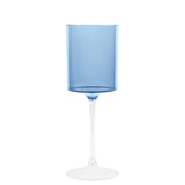 EcoQuality Blue Plastic Wine Glasses with Clear Stem - 9 oz Wine Glass, Disposable Shatterproof Wine Goblets, Reusable, Elegant Drink Cup Tumbler, Weddings, Party, Dinner, Baby Showers (25)