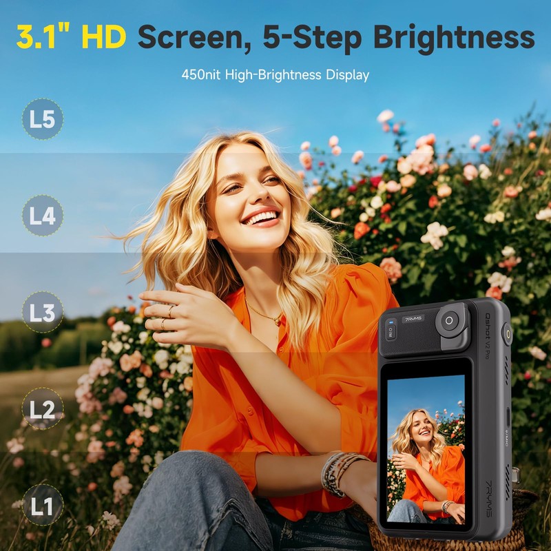 7RYMS Qshot V2 PRO Wireless Selfie Monitor Screen with 4K/60fps,