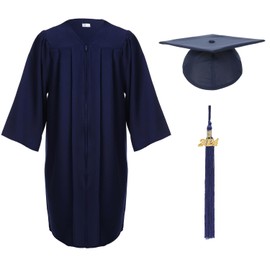 FtyFty Unisex Adult Matte Graduation Cap and Gown Tassel Set (Navy Blue, 51''(5'6''-5'8''))