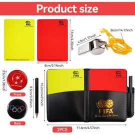 Pack of 21 Cards, Referee Whistles, Football Referee Card Set, Umbrella Set Children's Football, 4 PVC Red Yellow Cards, 2 Trainer Whistles, 2 Toss Coins, Suitable for Clubs, Schools, Trainers