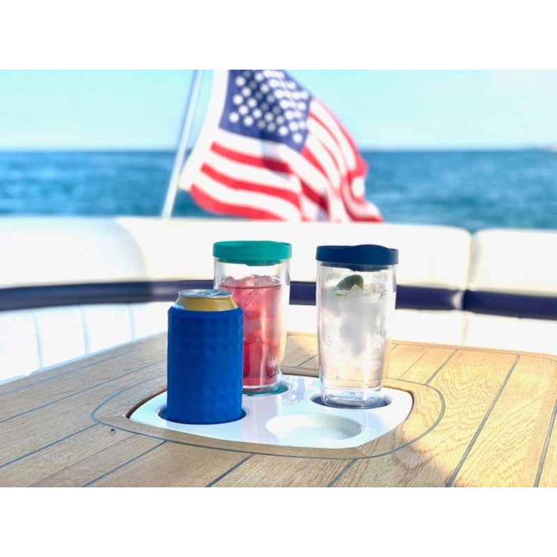 Sqoozie Non-Tipping Insulated Boat Can Holder (Island Blue, Standard)