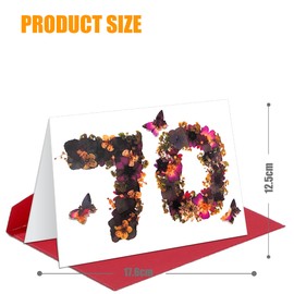 70th Butterfly Birthday Card for Women,Mum,Sister, 70th Birthday gifts For Her, Flower Card 12 × 17 Cm, Blank Inside & Envelope Included