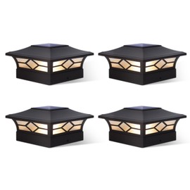 Solar Post Cap Lights Outdoor 4pack, Waterproof Solar Powered Deck Fence Post Lights for 4x4 Wood/Vinyl Posts, Solar Outdoor LED Light with Cool/Warm Lighting Decorate Garden Patio Porch…