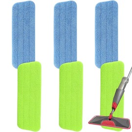 16.5 inch Microfiber Mop Pads for Rubbermaid Reveal Spray Mop and Any 16.5" Flat Mop - 6 Pack 13''-15'' Spray Mop Pad Reusable Washable Replacement Refills - Blue & Green