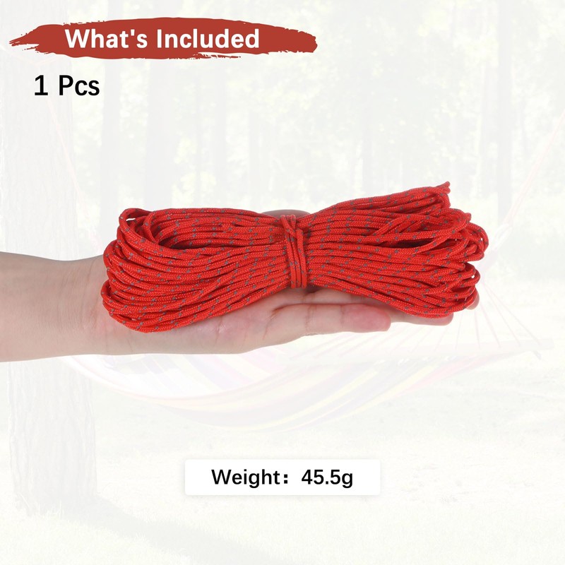 TIXIPEM 2 mm 66FT Reflective Guyline Camping Paracord [1PCS] -