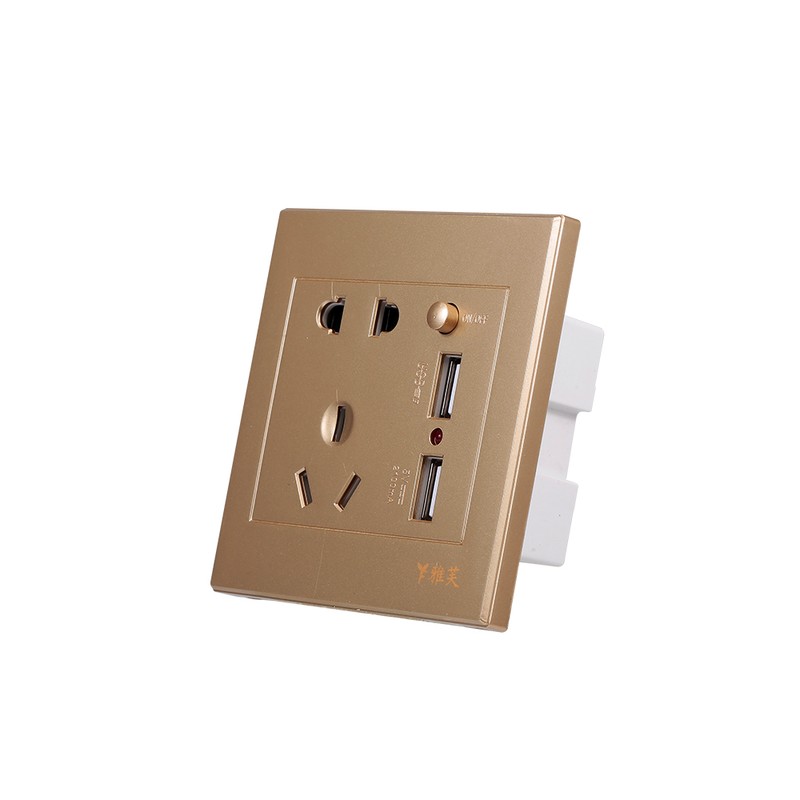 Electric Outlet with 2 Sockets and 2 USB Ports Wall
